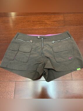 Nike Women’s Brown Cargo Shorts with Pink Accent